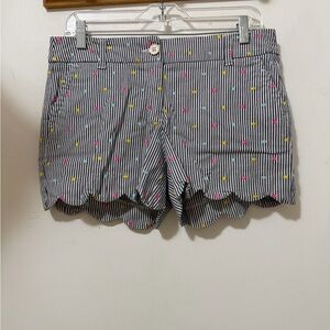 crown & ivy Black and White Striped Shorts with Pink, Blue, and Yellow Dots